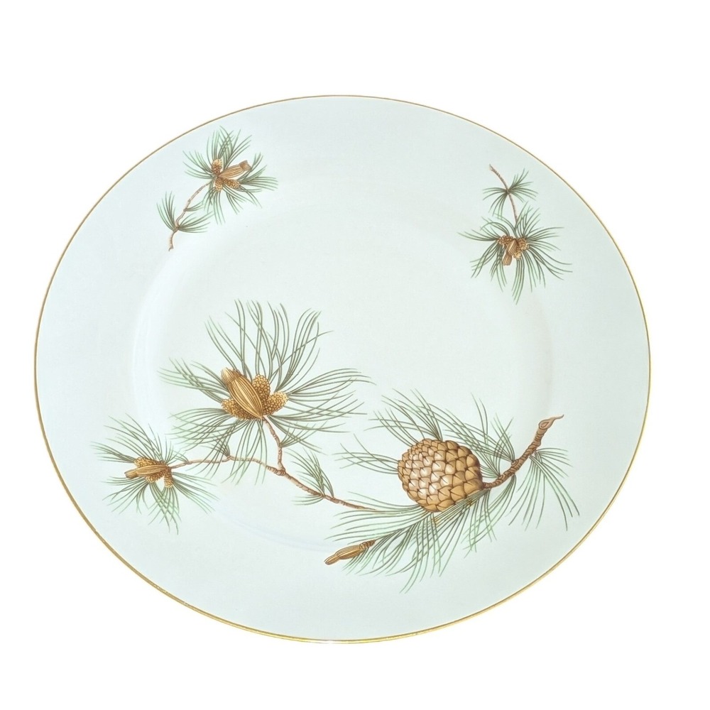 Rosenthal Aida Selb-Plossberg Pinecone Salad Plate Gold Rim Germany VTG 1960s